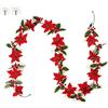 SOMYTING 250cm Bacca Natale Ghirlanda Ghirlanda Natalizia con Fiori Rossi Foglie Verdi Ghirlanda Natalizia con Bacche Rosse per Camino Albero di Natale Decorazione Natalizia