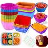 XIAGANO 48 Pirottini Riutilizzabili per Muffin, Stampi per Dolci in Silicone, Silicone e Antiaderenti Teglie per Torte, per Muffin, Torte, Budini