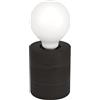 Eglo lampada da tavolo Turialdo 1, lampada da comodino deco cilindrica in legno nero opaco, FSC100HB, illuminazione da tavolo per soggiorno e camera da letto, E27