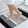 Homaxy Tappeto da Bagno Antiscivolo, Tappeto da Bagno a Righe in Microfibra Morbida, Assorbente a Pelo Lungo, Lavabile in Lavatrice - 60 x 90 cm, Grigio/Nero