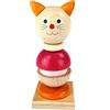 Hess Holzspielzeug 14981 - Gioco di impilamento in Legno, Motivo Gattino, Fatto a Mano, per Bambini da 3 Anni, Torre con Anelli e Testa a Sfera