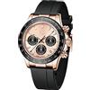 MEGALITH Orologio Uomo 40mm Vetro Zaffiro Sport Orologio Cronografo Quarzo Uomo Impermeabile 100M Subacqueo Orologio da Polso Uomo Nero Gomma Luminoso Data, Regali Uomo