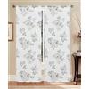 Home Tresor - Coppia Tende a Vetro | Tendine per Finestra e Portafinestra d'Interni, Cucina, Cameretta, Soggiorno | Set 2 tende Tokio Semitrasparenti (Fiore Grigio, cm. 70x150)