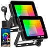 ausyde Faretto LED 35 W Smart RGB, con cambio di colore, con Bluetooth, controllo APP IP66, impermeabile, dimmerabile, per palcoscenico, paesaggio, giardino, albero, 2 pin plug (2 confezione)