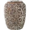 DRW Vaso rotondo da pavimento in ceramica in argento invecchiato 30 x 39 cm