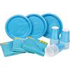 HEKU Set monouso per feste, 120 pezzi, in turchese, adatto per 30 ospiti, con piatto di carta, bicchieri da festa (0,25 l) e tovaglioli (33 x 33 cm), ideale per feste, barbecue, compleanni e matrimoni