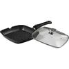 Pradel Excellence 52382M Padella Grill Tipo Pietra con Coperchio in Vetro 24 x 24 cm