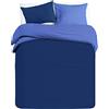BANZAII TEXTILE INNOVATOR ONLINE Banzaii Set Copripiumino Bicolor 100% Microfibra con Federe Double Face 3 pezzi, Matrimoniale 250x200 cm Blu/Avio