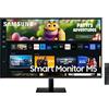 Samsung Monitor Samsung Smart Monitor M5, Flat 27'', 1920x1080 Full HD, Smart TV Amazon Video, Netflix, Airplay, Mirroring, Office 365, Wireless Dex, Casse Integrate, IoT Hub, WiFi, HDMI