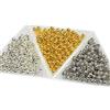 Perlin - 1200 perline metalliche da 3 mm, distanziatori in metallo, parti intermedie, rotonde, argento, argento antico, perle intermedie d'oro, pezzo di gioiello