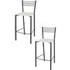 t m c s Tommychairs - Set 2 sgabelli alti modello Elena per cucina e bar, struttura in acciaio verniciata colore nero opaco e seduta in finta paglia bianca