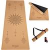 DIVASYA Tappetino yoga sughero premium, 100% naturale: in gomma naturale antiscivolo e sughero, Tappeto yoga extra-largo e spesso (183x66x0,4cm), sostenibile e senza sostanze
