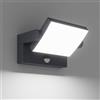 Klighten 24W LED Applique Esterno/Interno con Sensore di Movimento, Lampade da Parete Orientabile IP65 Applique da Parete in Alluminio per Giardini Ingresso Terrazza, Antracite, Bianco freddo 6000K