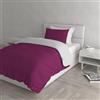 Italian Bed Linen Set Copripiumino 100% Cotone Natural Color, Made in Italy - Parure Copri Piumino - Sacco Piumone 200x200 cm con Doppia Patella e Federa Cuscino, Piazza e Mezza, Fucsia/Grigio Chiaro