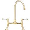 ENKI, Astbury, KT101, miscelatore tradizionale da cucina a ponte con leve in ceramica nera, cromato