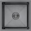Ibergrif M84040B Lavello Cucina in Acciaio Inox 40x40 cm, Installazione a Sopratop o Filotop con Sifone Antiodore e Kit Scarico Completo, Grigio Scuro