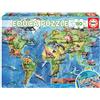 Educa - Puzzle da 150 pezzi per bambini | Geopuzzle Dinosauri. Misura: 48 x 34 cm. Composto da pezzi di grandi dimensioni. Da 6 anni. Comprende una tavola con curiosità sui dinosauri. +6 anni (18997)