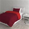 Italian Bed Linen Set Copripiumino 100% Cotone Natural Color, Made in Italy - Parure Copri Piumino - Sacco Piumone 150x200 cm con Doppia Patella e Federa Cuscino, Singolo, Bordeaux/Rosso