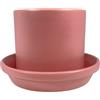 Meliflor Vaso in ceramica tubolare 21 x 18 cm rosa (piatto 24 cm) durevole e resistente - decorazione - casa e giardino - artigianale realizzato in Spagna - design esclusivo