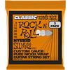 Ernie Ball Hybrid Slinky Classic Rock n Roll, Corde per chitarra elettrica avvolte in puro nichel, confezione da 3, diametro 9-46