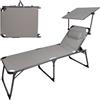 Aktive Folding Sun Lounger With Parasol And Cushion Nero,Grigio