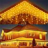JIMACRO Luci Decorative da Esterno Solari, 32pcsx0.8M 256 LED Stringa Luci Esterno, 5M Luci Natale Esterno Cascata, Impermeabile Decorative Lucine, 8 Modalità Tenda Luminosa Esterni Solare