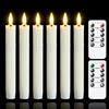 Mavandes candele tremolanti senza fiamma due remote, 19CM avorio a batteria LED finestra temporizzazione candele, set di 6 di plastica senza fiamma effetto cera(2,2 cm di diametro)