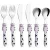 EXZACT Bambini Posate Acciaio Inox 6 pezzi/posate bimbi - 2 x forchetta, 2 x coltelli, 2 x Cucchiai Cena (Mucca x 6)