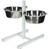 Kerbl Pet Barra per l'alimentazione, Portaciotole, Ciotola rialzata, Bianco, 54x27x43 cm, Acciaio inox, Alimentazione per animali, Cani, Altezza regolabile, con 2 Ciotole in acciaio inossidabile
