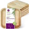 GoBeTree Piatti Foglia di Palma 25 Piatti Monouso Quadrati da 20 cm. Stoviglie in legno rustico per barbecue e feste di compleanno.