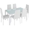 TecTake 800551 Set di mobili per Sala da Pranzo Brandenburg 6+1, Gradevole Design, Elevato Comfort di Seduta (Bianco/Bianco)