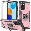 KANSi Cover per Xiaomi Redmi Note 11 / Redmi Note 11S 4G (6.43), Vetro Temperato [2 Pack] Custodie Silicone TPU 360° Rotante Anello Magnetica Anello Ring Supporto Bumper - Rose Gold