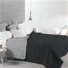 INTRECCI Copriletto Matrimoniale Bicolore Duck Friendly 260x260 in Microfibra Made in Italy, Trapuntino Primaverile Estivo 2 Piazze Trapunta Mezza Stagione Reversibile Biancheria da Letto Nero/Grigio