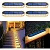 YiLaie Luci Solari da Giardino, Esterno, Lampada da Scala, Bianca Calda 2700K con On/Off Automatica da Percorso, LED IP68 Impermeabile Lampione 4 pezzi