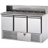 Tecnodom Saladette Tecnodom 3 Porte Piano in Granito e Alzata Inox per 8 x GN 1/6
