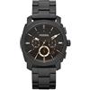 Fossil Machine orologio per uomo, movimento cronografo, con bracciale in acciaio inossiperbile o cinturino in pelle, 42 mm, Nero e Oro Rosa