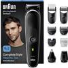 Braun Regolabarba Tagliacapelli Uomo, Rasoio Elettrico Barba e Capelli,  17-in-1 Styling Kit Per Barba, Capelli, Corpo, Naso e Orecchie, 100 Minuti  Di Utilizzo, Idea Regalo San Valentino, MGK7491 Nero 