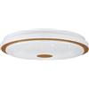 Eglo LED a soffitto Lanciano 1, lampada soffitto con telecomando, illuminazione con effetto cristallo, in metallo, legno e plastica in bianco e marrone, luce bianca calda - fredda, Ø 40 cm