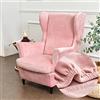 Highdi Velvet Copripoltrona con Orecchie Elasticizzato, Tinta unita 2-Pezzi Copridivano da 1 Posto con Fodera per Cuscino, Lavabile per Strandmon Bar Soggiorno Camera da Letto (Rosa)