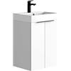 Baikal Set di mobili da bagno 45 cm, con mobile con lavandino, melammina 16, mobile montato, lavabo incastrato, senza specchio due ante bianco