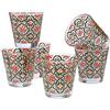 Montemaggi Set 6 bicchieri acqua Decoro Colorato Stampato Cefalù in vetro MADE IN ITALY Capienza 25 Cl.
