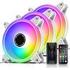 EZDIY-FAB Moonlight Ventole Case RGB da 120 mm con Fan Hub X e Telecomando,Scheda Madre Aura SYNC,Controllo della velocità,Ventilatore Indirizzabile per PC Case-Bianco 3 Pack