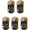 Wollbiene Moonlight Glitter Batik Simli, 5 gomitoli di lana da 100 g, 500 g, per lavorare a maglia e all'uncinetto, 20% lana metallica