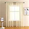 GYROHOME Tenda di base in voile trasparente, con tasca per canna, filtro per la luce del sole, trasparente, per camera da letto, patio, set di 2 pannelli, avorio, 100 x 200 cm