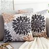 HomeStilez Set di 2 Federe per Cuscino 45 x 45 cm Dalia Fiore Piante Singolo Stampato Astratto Marrone e Grigio Federa Quadrata Morbido Copricuscino per Divano Panca Camera da Letto Auto
