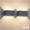 Klighten 2PCS Lampada da Parete per Interni/Esterni Bianco Caldo 3000K, Moderno Applique da Parete Interno Angolo del Fascio Regolabile Aplique Led da Parete IP54 Impermeabil (Antracite)
