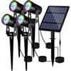 T-SUN Faretto Solare Esterno Lampada da Giardino Solare 2 Modalità di Illuminazione 270 ° Regolabile Impermeabile IP65, Automatico on/off per Alberi, Giardini, Strade, Prati(RGB, 4H)