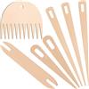 WILLBOND Set di 7 Pezzi per Telaio in Legno - Include 5 Aghi per Uncinetto, Bastone di Tessitura delle Navette e Pettine per Tessitura