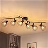 Kimjo Plafoniera a LED 6 faretti orientabili, faretto da soffitto nero, lampada da soffitto, cucina, E14, plafoniera da soffitto, illuminazione da soffitto a LED, retrò applique da soffitto per