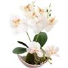 Aisamco Fiori di orchidea artificiali con vaso bianco Fiori di phalaenopsis finti in plastica con vaso di fiori artificiali per la decorazione dell'ufficio di nozze a casa